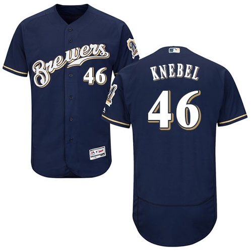 Brewers #46 Corey Knebel Navy Blue Flexbase Authentic Collection Stitched MLB Jersey